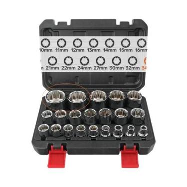 Imagem de Conjunto De Soquetes De Impacto S2 Preto 1/2" Drive 8-36mm 19/21 Peças