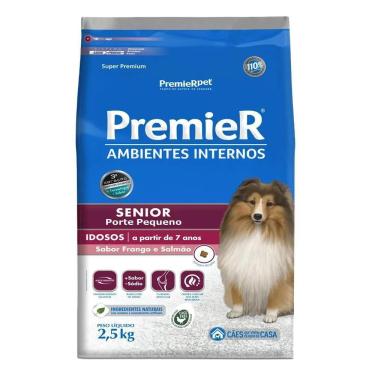 Imagem de Ração Premier Ambientes Internos Cães Senior Frango e Salmão 2.5kg