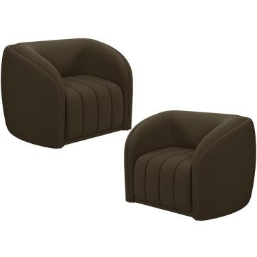 Imagem de Kit 02 Poltronas Decorativa Para Sala De Estar Lazio M03 Veludo Marrom - Lyam Decor