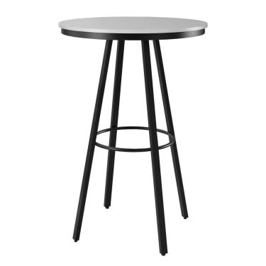 Imagem de Mesa Bistro Redonda 70 Cm Estrutura Aço Carbono Base Preta Boston Branco