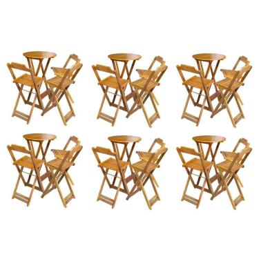 Imagem de Kit 6 Jogos De Mesa Bistrô De Madeira Dobrável Com 3 Banquetas - Mel