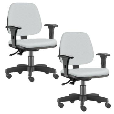 Imagem de Kit 02 Cadeiras Job L02 Escritório Couro Sintético Branco