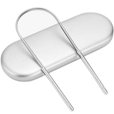 Imagem de Kit Raspador Limpador De Língua Com Estojo Inox Premium Cobre Oravy, P