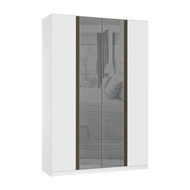 Imagem de Guarda Roupa 4 Portas 3 Gavetas 159,2 Cm Com Vidro Reflecta Prata  Luciane Móveis
