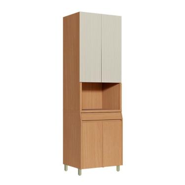 Imagem de Paneleiro Simone Mendes 100% MDF 4 Portas 1 Gaveta Bege e Carvalho