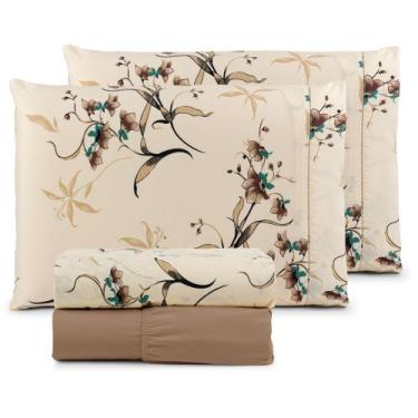 Imagem de Jogo de Cama King 4 Peças Estampado 100% Algodão 180 Fios  Conforto Pr