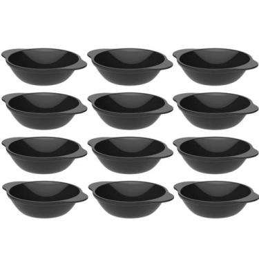 Imagem de Jogo 12 Cumbucas Pretas Uno Coza 100ml Plásticas Tigelas Bowls Sobreme
