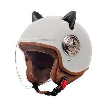 Imagem de Capacete De Motocicleta Com Orelhas De Gato, Leve, Casco Em ABS, Vária