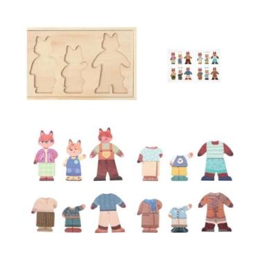 Imagem de Quebra-Cabeça Educacional Infantil 3D De Madeira Com Animais Em Desenh