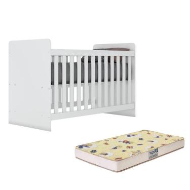 Imagem de Berço Labirinto Branco Brilho Com Colchão Supreme - Móveis Henn