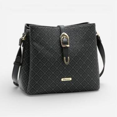 Imagem de Bolsa Feminina Chenson Transversal Elemento Gráfico Preta-Feminino
