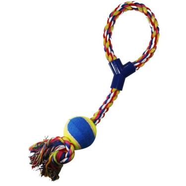 Imagem de Brinquedo Para Cachorro Mordedor Corda Com Bola De Tênis