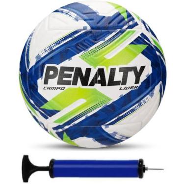Imagem de Bola Campo Penalty Lider de Futebol Oficial + Bomba de Ar, Azul, Verde