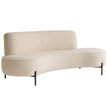 Imagem de Sofá Orgânico 2 Lugares 150cm Argos Pés Preto Bouclé Off White - Nexta Casa