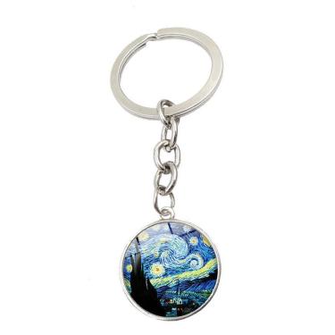 Imagem de Chaveiro, chaveiro, pingente, Van Gogh, noite estrelada, girassóis
