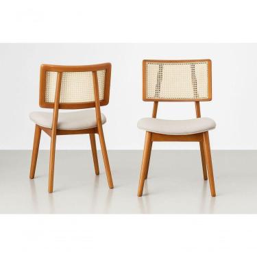 Imagem de Cadeiras Madeira Maciça Com Telinha - Zara - Requinte Salas