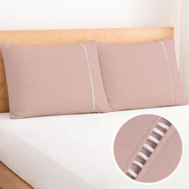 Imagem de Kit 2 Fronhas Ponto Palito Tamanho Especial 90x50cm Percal 200 Fios 10