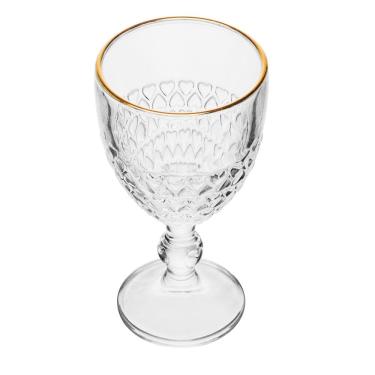 Imagem de Taça de Água Coração com Fio de Ouro 320ml Vidro - Lyor