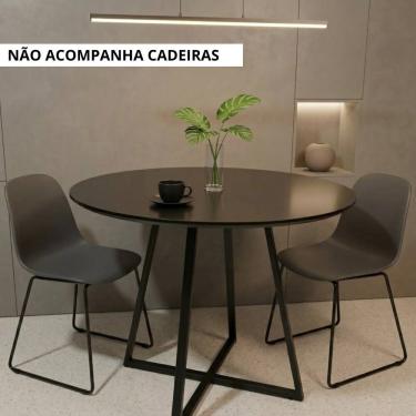 Imagem de Mesa Redonda Preta Laís Tampo Mdf 90cm Com Base De Ferro
