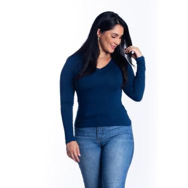 Imagem de Blusa Feminina Manga Comprida Segunda Pele De Frio Gola V - Maranne, M