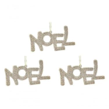 Imagem de Kit Placa Letras Noel Gliter Champagne 13X7Cm 3 Peças