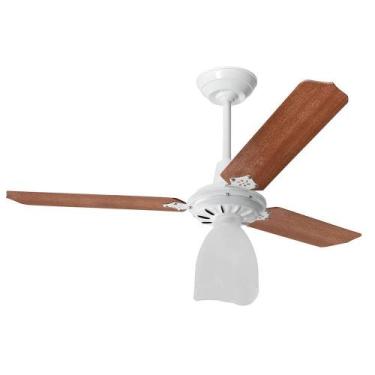 Imagem de Ventilador de Teto Lumi Loren Sid Branco Pás Mogno  M3, 110V