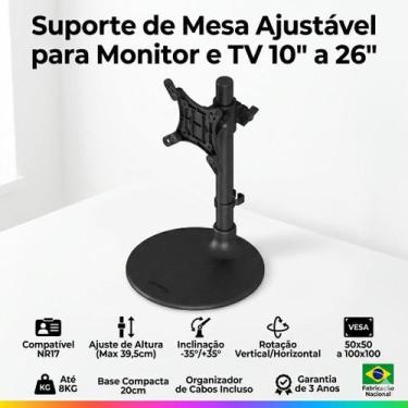 Imagem de Suporte sobrepor de mesa para tvs e monitores tela de 10 a 26 polegada