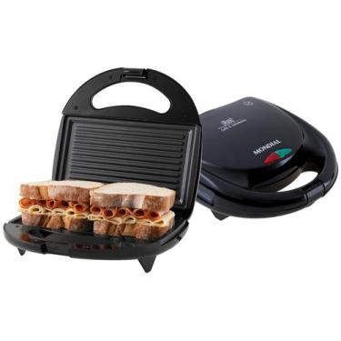 Imagem de Sanduicheira Fast Grill Sandwich Mondial S12 750w Preto 127v, Preto, 1