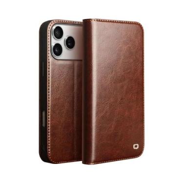 Imagem de Capa Flip De Couro Genuíno Artesanal Para iPhone 17 pro Max Air Com Co