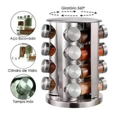 Imagem de Porta Tempero Condimento Giratório 16 Peças Inox - Congratulations Sto
