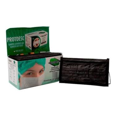 Imagem de Máscara Descartável Preta Protdesc Tripla Camada 50 Unidades - Congrat