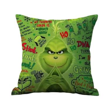 Imagem de Capa De Almofada De Natal Macia E Peluda T-GrinC-S Com Impressão Dupla