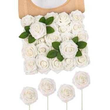 Imagem de Flores Artificiales N&T NIETING Espuma con Brillo Blanco 50 piezas