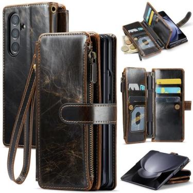 Imagem de Capa tipo carteira Deekeewe para Samsung Galaxy Z Fold 7 5G em couro P