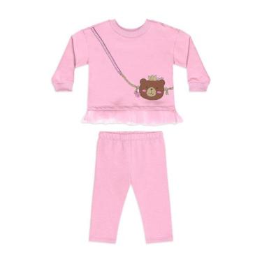Imagem de Conjunto Bebê Ursinho Tule Legging Quimby, Rosa