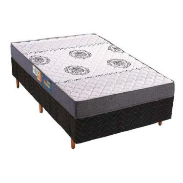 Imagem de Cama Box Solteiro: Colchão Espuma Polar D45 Pérola + Base CRC Rústico 