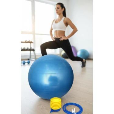 Imagem de Bola Pilates 55cm Anti-Estouro 300kg c/ Bomba - Azul - Congratulations