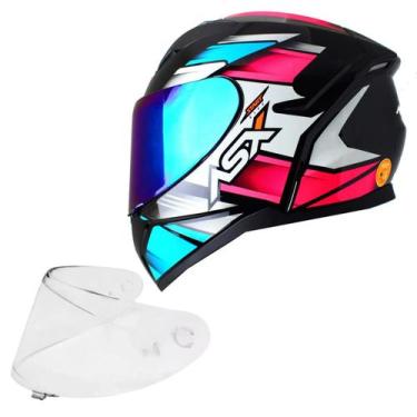 Imagem de Capacete Feminino Asx Start Rosa Esportivo Viseira Camaleao, Rosa, 56