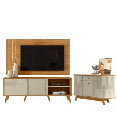 Imagem de Rack Bancada E Painel Para TV Cronos com Aparador para Sala Buffet Mon