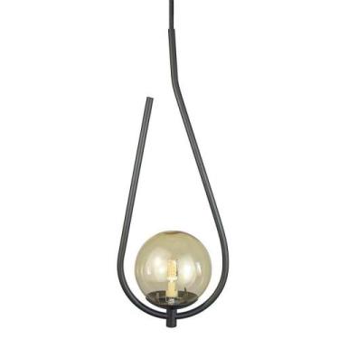 Imagem de Lustre Pendente On Drop - Preto Com Globo De Vidro âmbar - Trybo Desig
