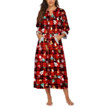 Imagem de Robe Ekouaer com zíper de Natal e manga 3/4 com bolsos para mulheres