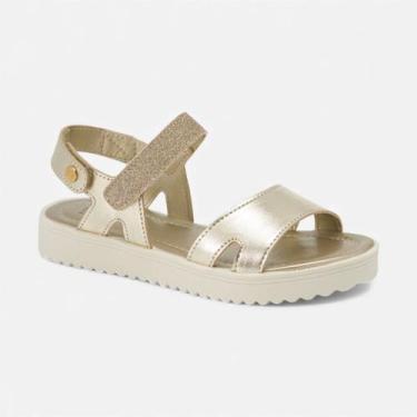 Imagem de Sandália Klin Flatform Feminina Infantil Metalizada Dourada, Dourado, 