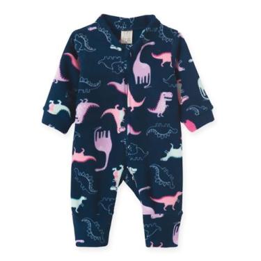 Imagem de Macacão Pijama Bebê e Infantil Soft Pingo Lelê  Dino Pink e Marinho