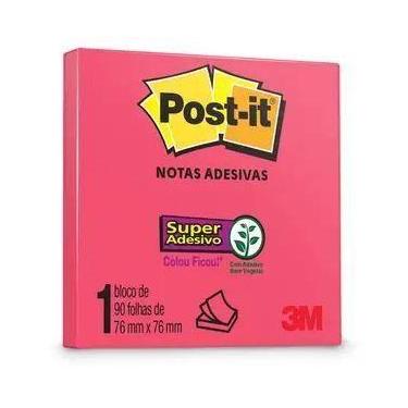 Imagem de Bloco Adesivo Post-It 76x76 Com 90 Folhas ROSA POPPY - 3M, Rosa Poppy