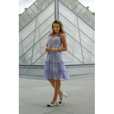 Imagem de Vestido Midi Passion em Chiffon - Água de Rosas, M, Lilás