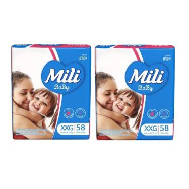 Imagem de Fralda mili giga baby xxg58 - kit 2 unidades