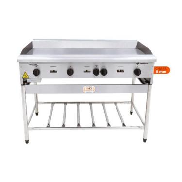 Imagem de Chapa Americana Profissional 120cm a Gás 8mm Lisa Inox com Pé CGP120 -