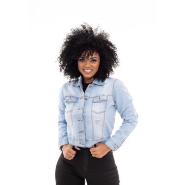 Imagem de Jaqueta Jeans Feminina Curta Cropped Destroyed -  Lilih Leon Solemio, 