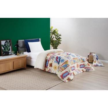 Imagem de Cobertor infantil estampado Solteiro comberdrom com sherpa - Safira en