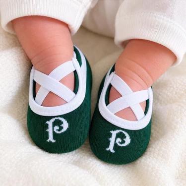 Imagem de Meia Sapatilha Bebê Palmeiras Verde Oficial 0 a 9 meses
